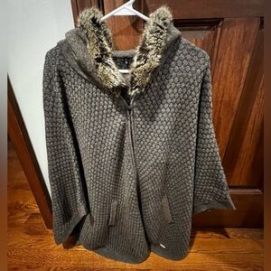 Barbour Brown Winter Tartan Poncho Cape